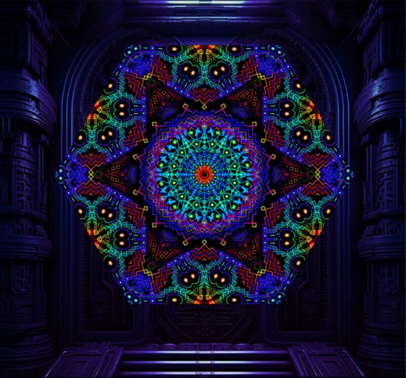 Katedra – UV-Hexagon – 02 – Psychedelic UV-Reactive Element – Ceiling Decoration - Image 1