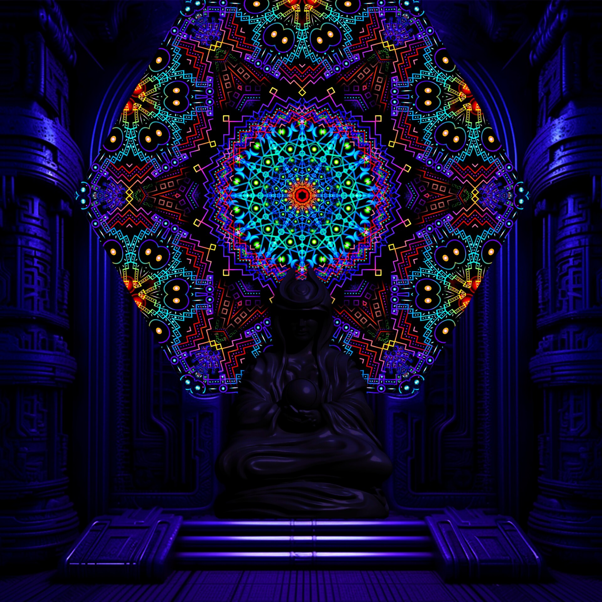 Katedra – UV-Hexagon – 02 – Psychedelic UV-Reactive Element – Ceiling Decoration - Image 2