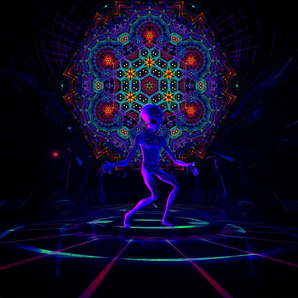 Katedra – UV-Hexagon – 01 – Psychedelic UV-Reactive Element – Ceiling Decoration