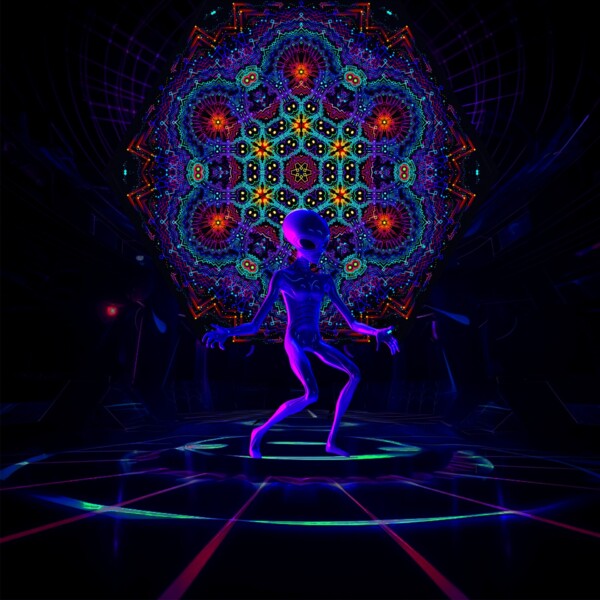 Katedra – UV-Hexagon – 01 – Psychedelic UV-Reactive Element – Ceiling Decoration