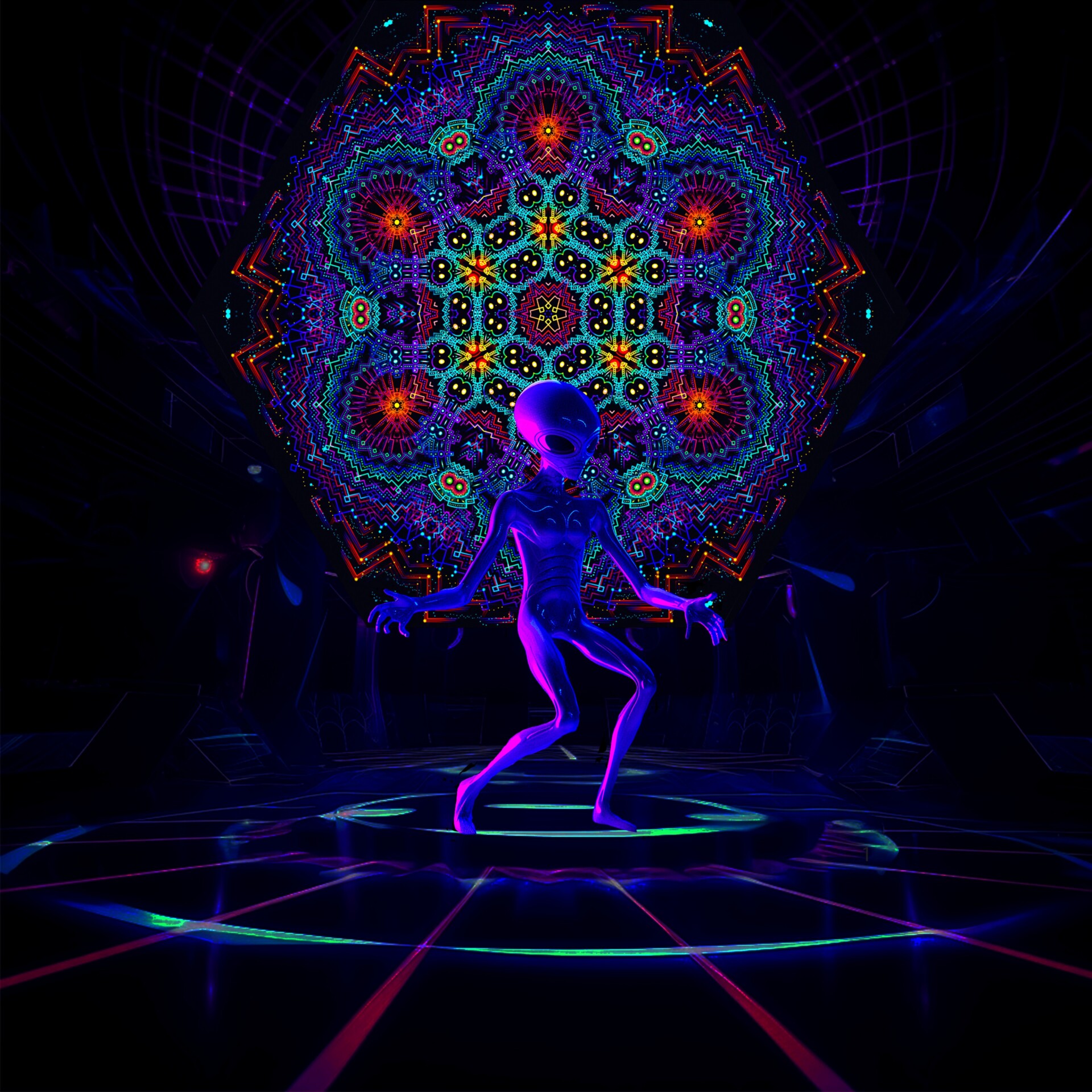 Katedra – UV-Hexagon – 01 – Psychedelic UV-Reactive Element – Ceiling Decoration - Image 2