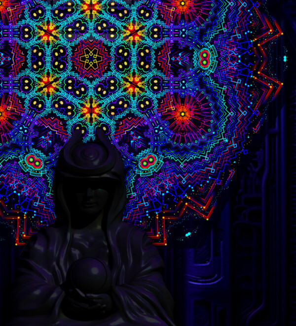 Katedra – UV-Hexagon – 01 – Psychedelic UV-Reactive Element – Ceiling Decoration