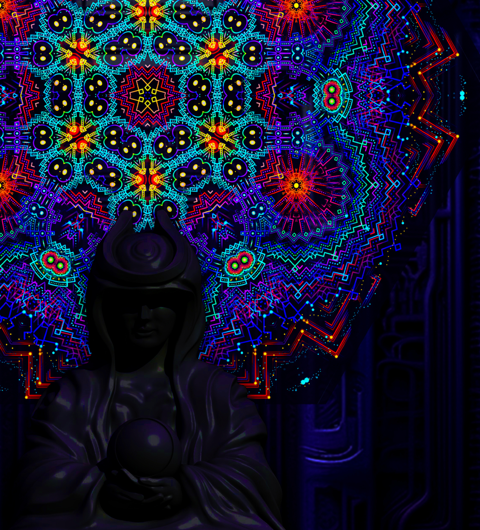 Katedra – UV-Hexagon – 01 – Psychedelic UV-Reactive Element – Ceiling Decoration - Image 3