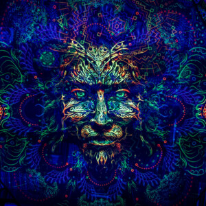 Forest Spirit – UV-Hexagon – 01 – Psychedelic UV-Reactive Element – Ceiling Decoration