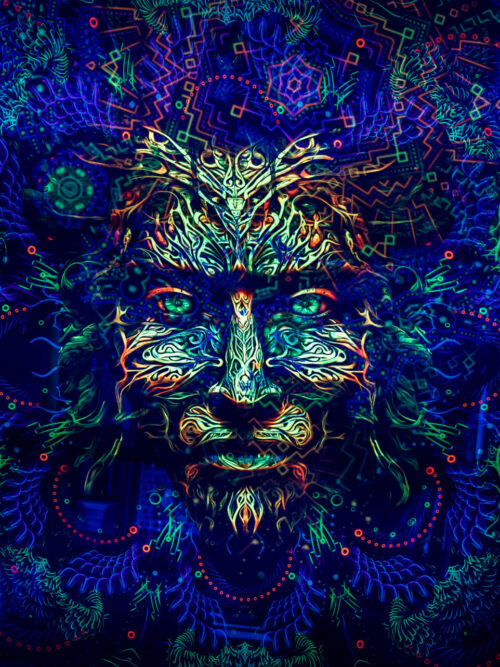 Forest Spirit – UV-Hexagon – 01 – Psychedelic UV-Reactive Element – Ceiling Decoration - Image 3