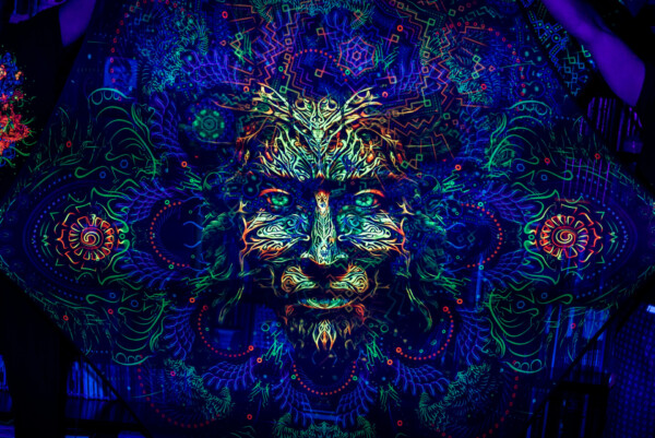 Forest Spirit – UV-Hexagon – 01 – Psychedelic UV-Reactive Element – Ceiling Decoration