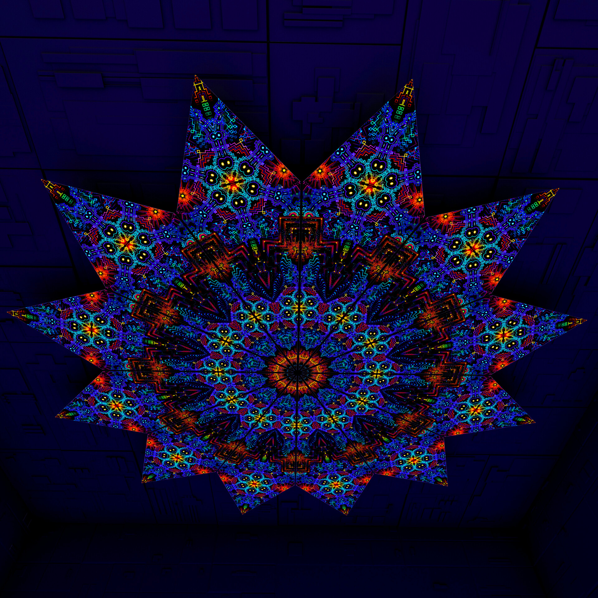 Katedra – Fractal3 – Psychedelic UV-Reactive Canopy – 12 petals set - Image 1