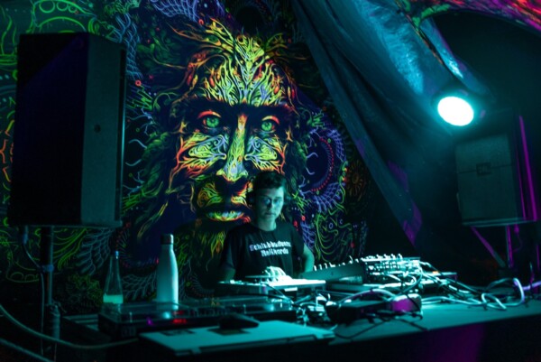 Forest Spirit – UV-Hexagon – 01 – Psychedelic UV-Reactive Element – Ceiling Decoration