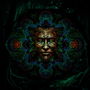 Forest Spirit – UV-Hexagon – 01 – Psychedelic UV-Reactive Element – Ceiling Decoration