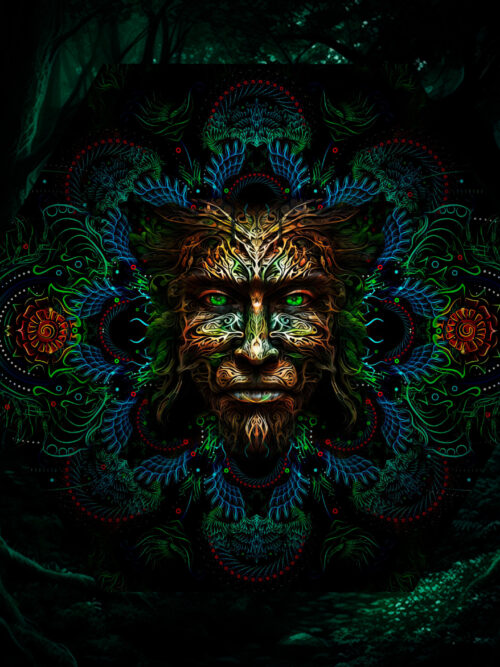 Forest Spirit – UV-Hexagon – 01 – Psychedelic UV-Reactive Element – Ceiling Decoration - Image 1