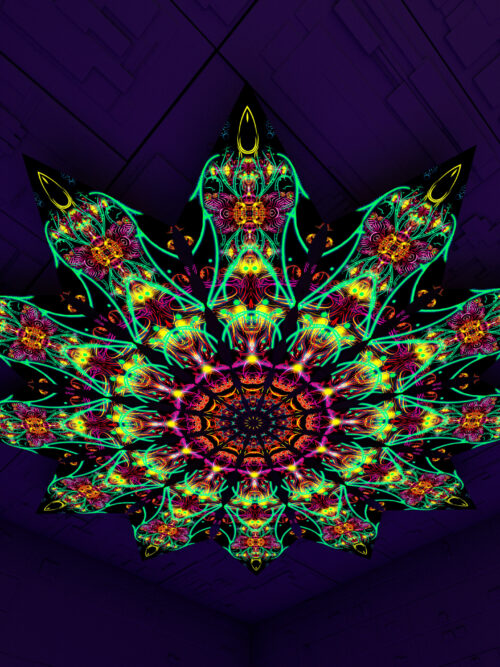 Reincarnation – Fractal6 – Psychedelic UV-Reactive Canopy – 12 petals set - Image 1