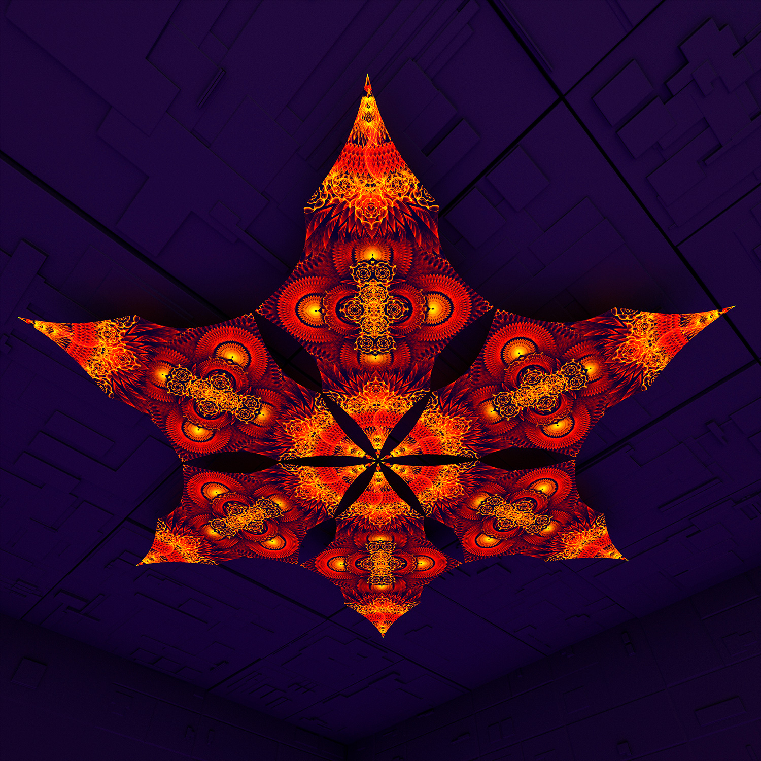 Agni – Hexagram – AG-DM02 – UV-Canopy – Psychedelic Party Decoration - Image 1