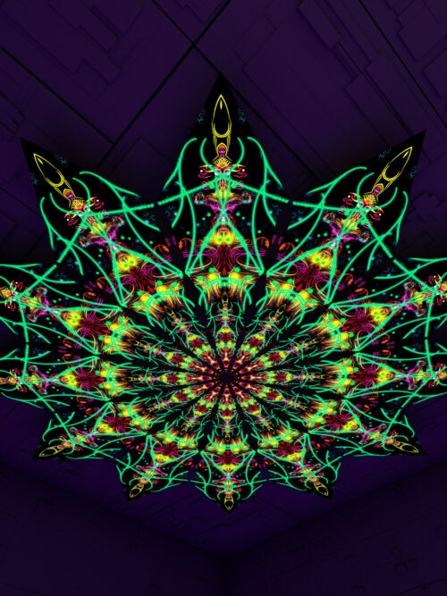 Reincarnation – Fractal5 – Psychedelic UV-Reactive Canopy – 12 petals set - Image 1