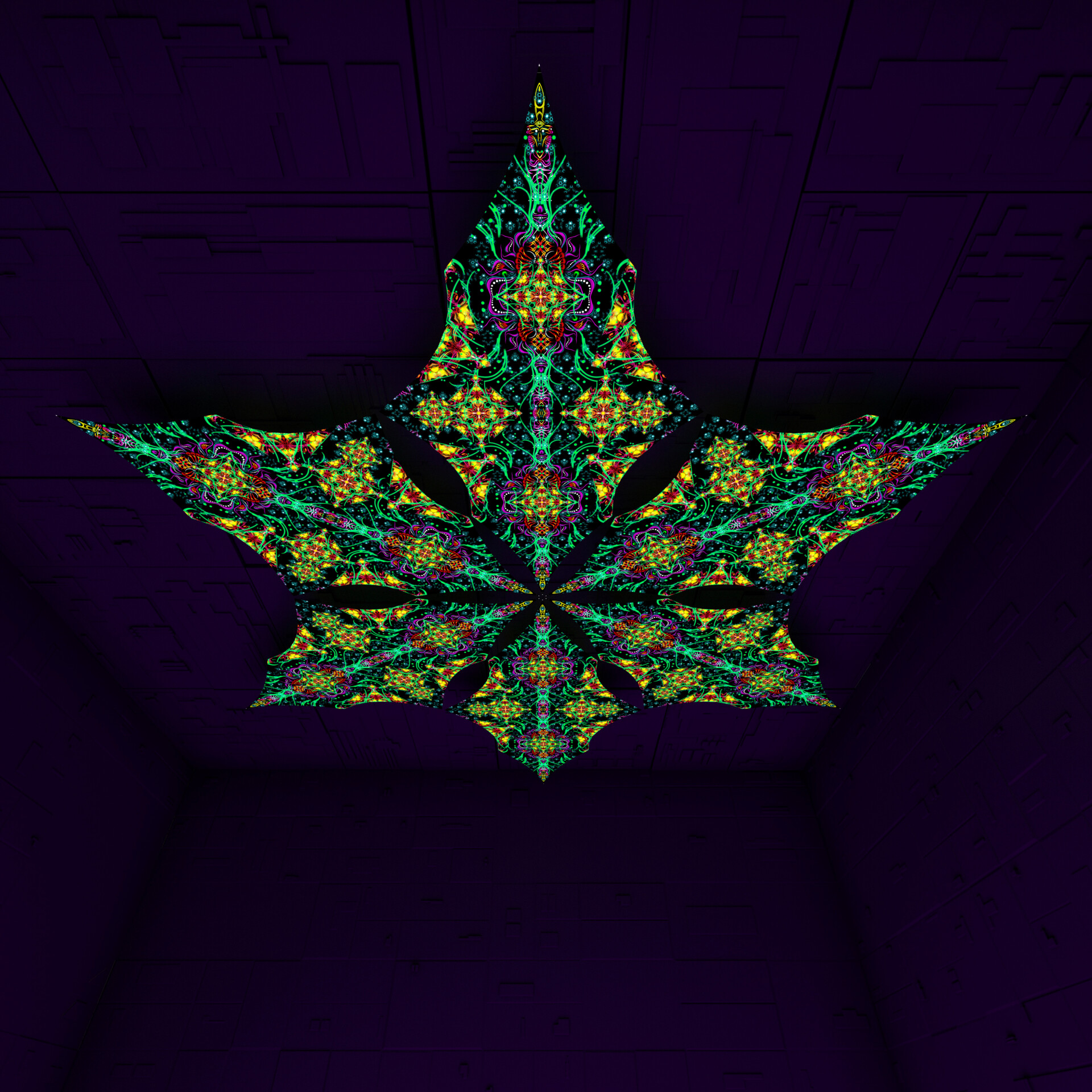 Reincarnation – Hexagram – AG-DM01 – UV-Canopy – Psychedelic Party Decoration - Image 2