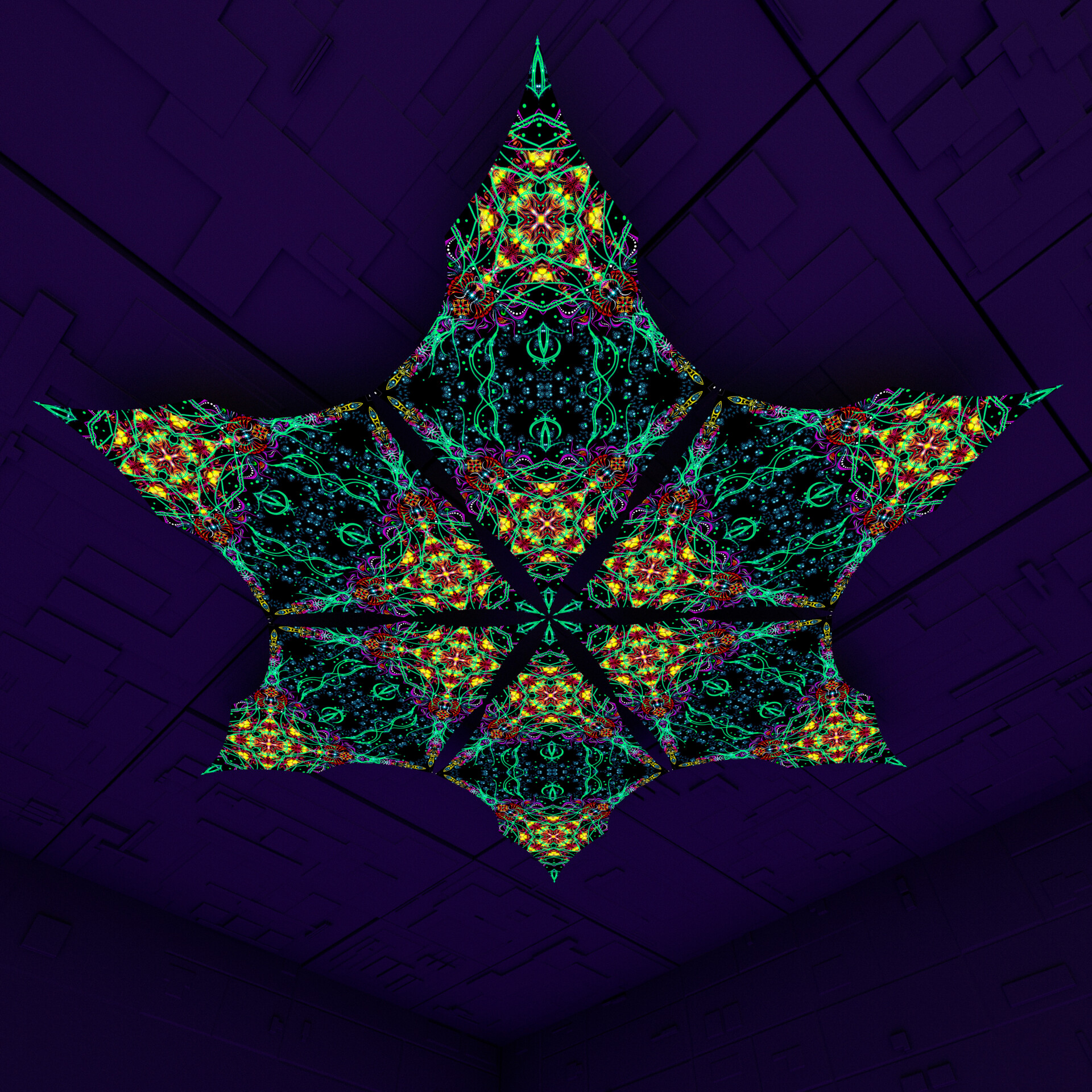Reincarnation – Hexagram – DM03 – UV-Canopy – Psychedelic Party Decoration - Image 2