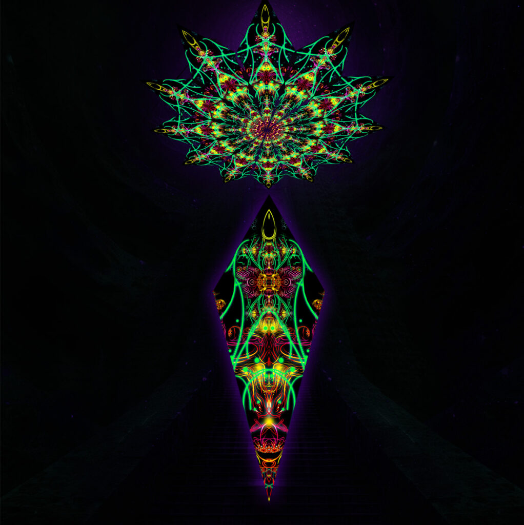 Reincarnation – Fractal6 – Psychedelic UV-Reactive Canopy – 12 petals set