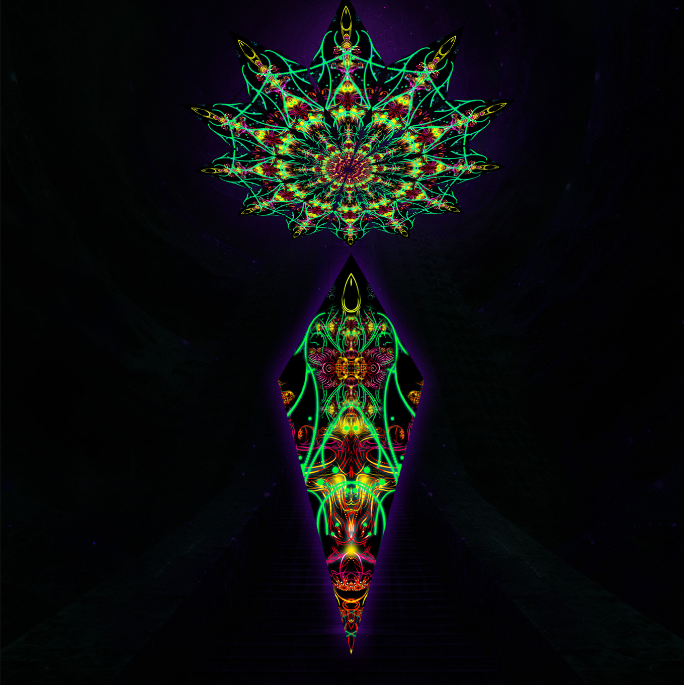 Reincarnation – Fractal6 – Psychedelic UV-Reactive Canopy – 12 petals set - Image 4