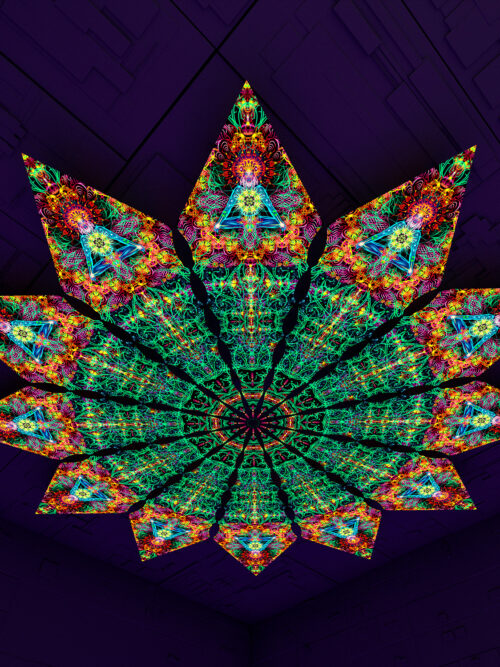 Reincarnation – Fractal3 – Psychedelic UV-Reactive Canopy – 12 petals set - Image 1