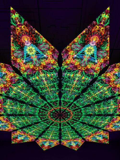 Reincarnation – Fractal3 – Psychedelic UV-Reactive Canopy – 12 petals set - Image 2