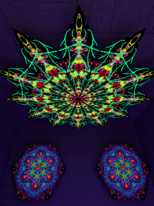 Reincarnation – Fractal5 – Psychedelic UV-Reactive Canopy – 12 petals set - Image 2