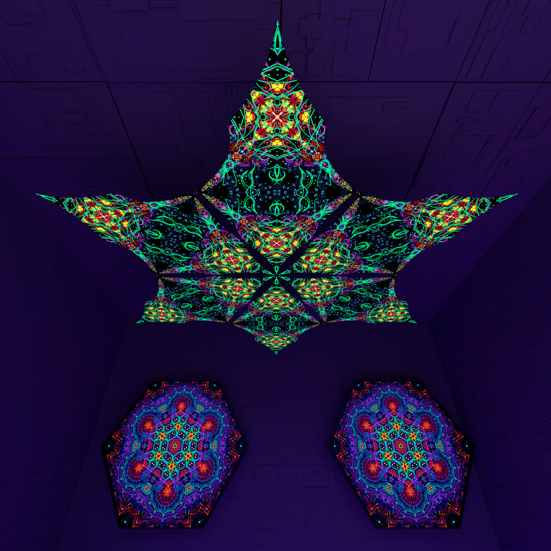 Reincarnation – Hexagram – DM03 – UV-Canopy – Psychedelic Party Decoration - Image 3