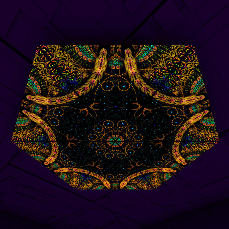 Cosmic Snakes Triangle – TR01 – Psychedelic UV-Reactive Triangles Set – Psychedelic Party Decoration - Image 1