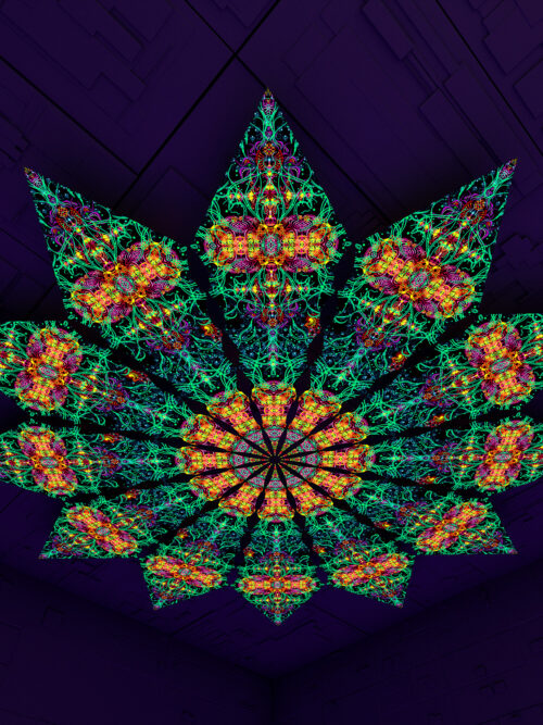 Reincarnation – Fractal1 – Psychedelic UV-Reactive Canopy – 12 petals set - Image 1
