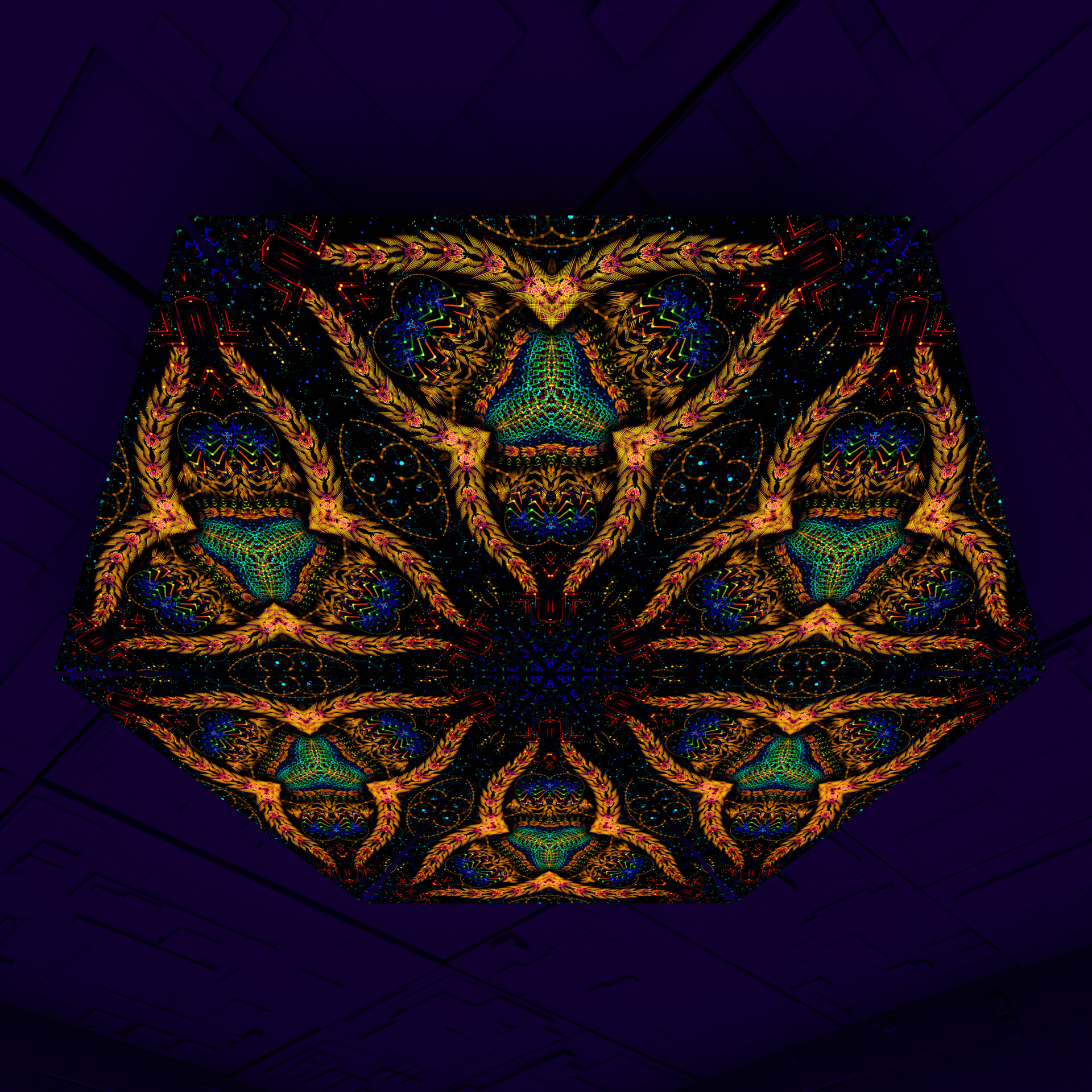 Cosmic Snakes Triangle – TR03 – Psychedelic UV-Reactive Triangles Set – Psychedelic Party Decoration - Image 1
