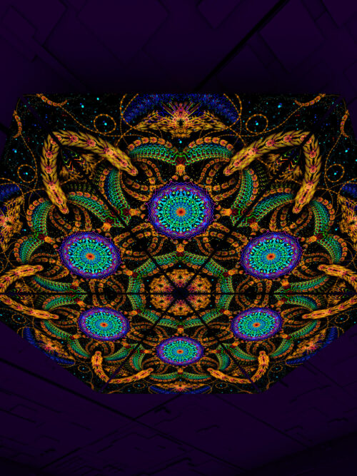 Cosmic Snakes Triangle – TR02 – Psychedelic UV-Reactive Triangles Set – Psychedelic Party Decoration - Image 1