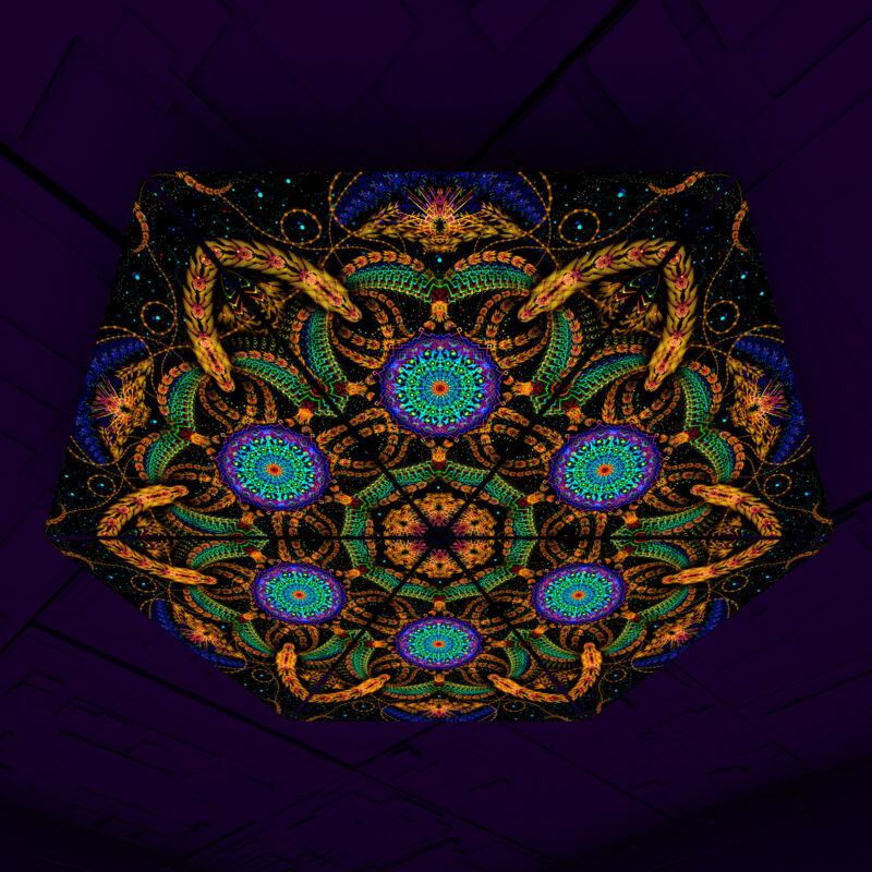 Cosmic Snakes Triangle – TR02 – Psychedelic UV-Reactive Triangles Set – Psychedelic Party Decoration - Image 1