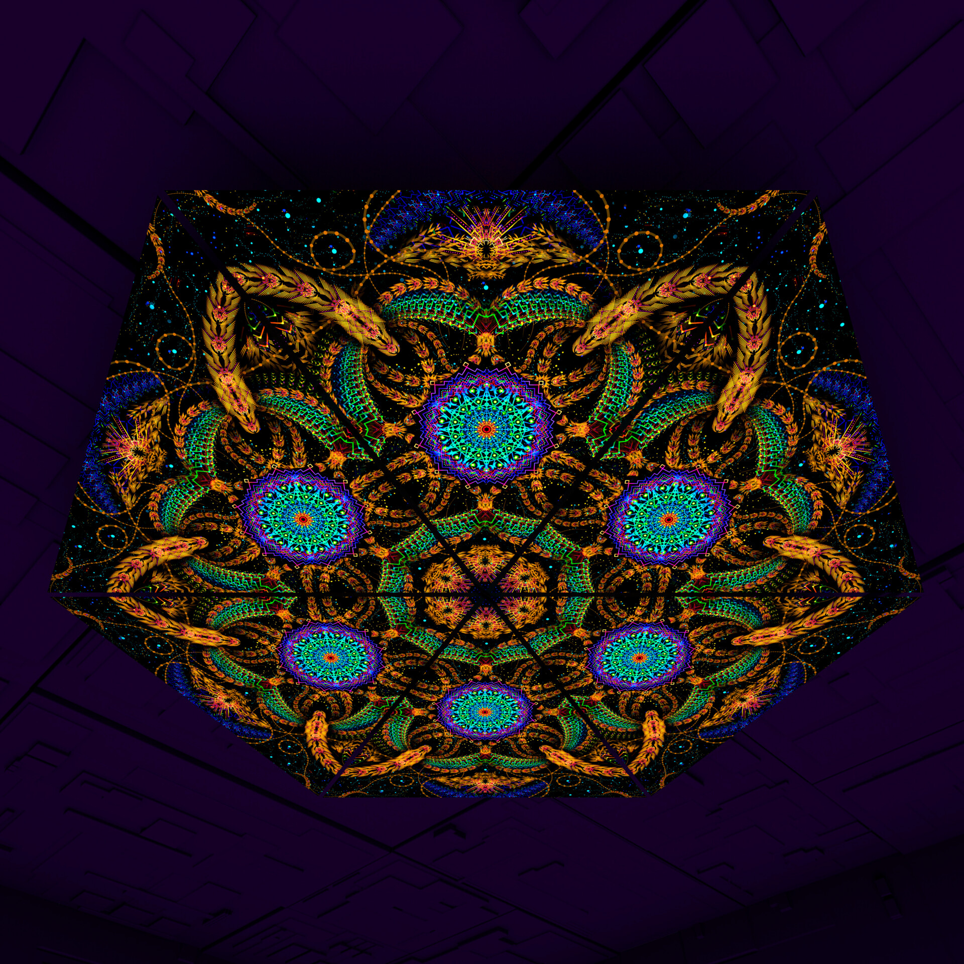 Cosmic Snakes Triangle – TR02 – Psychedelic UV-Reactive Triangles Set – Psychedelic Party Decoration - Image 1