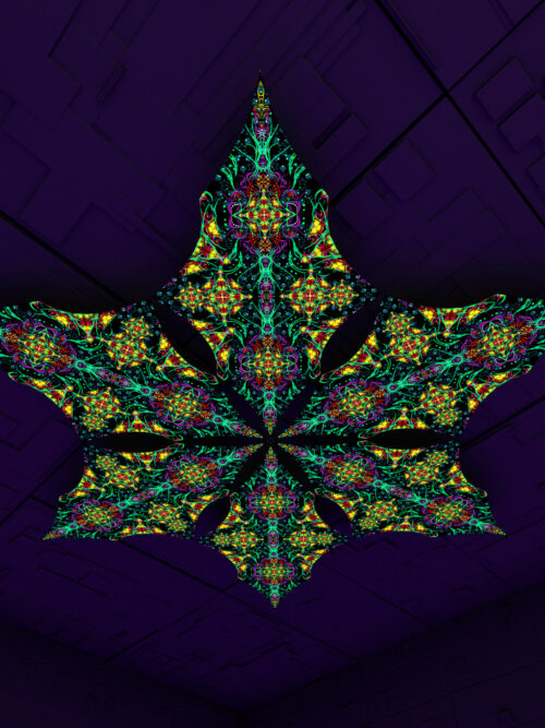 Reincarnation – Hexagram – AG-DM01 – UV-Canopy – Psychedelic Party Decoration - Image 1