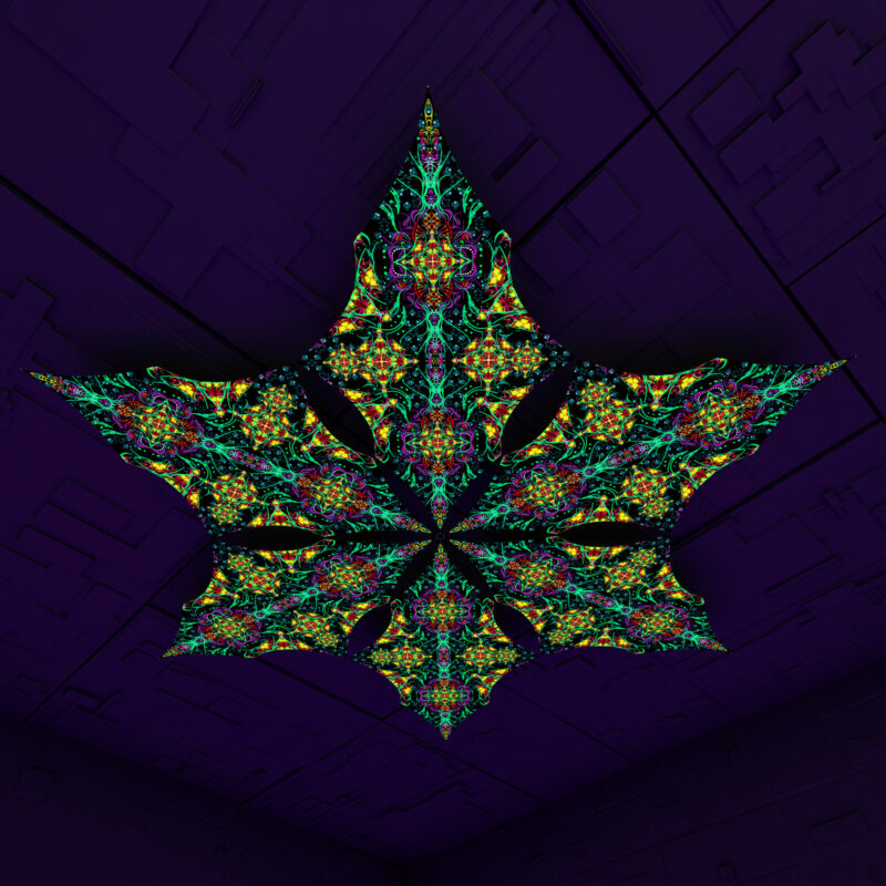 Reincarnation – Hexagram – AG-DM01 – UV-Canopy – Psychedelic Party Decoration - Image 1