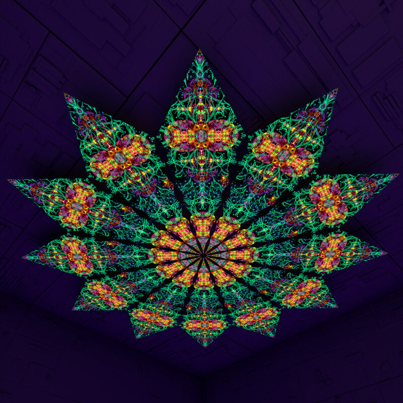Reincarnation – Fractal1 – Psychedelic UV-Reactive Canopy – 12 petals set - Image 1