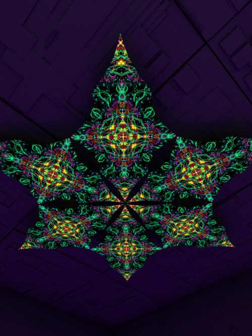 Reincarnation – Hexagram – DM02 – UV-Canopy – Psychedelic Party Decoration - Image 1