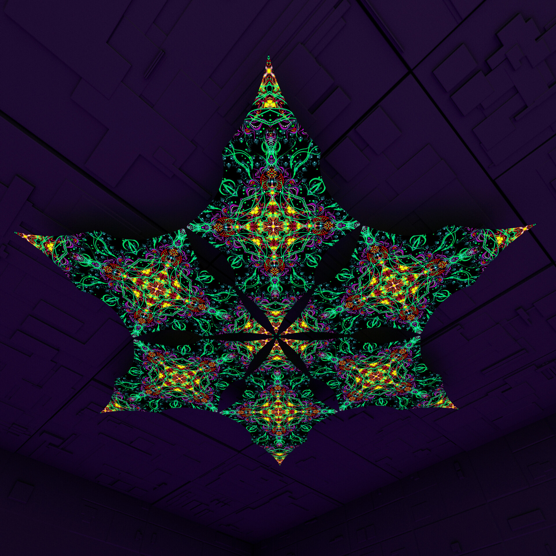 Reincarnation – Hexagram – DM02 – UV-Canopy – Psychedelic Party Decoration - Image 1
