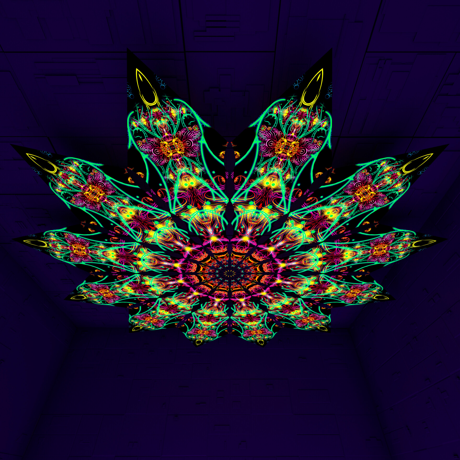 Reincarnation – Fractal6 – Psychedelic UV-Reactive Canopy – 12 petals set - Image 2