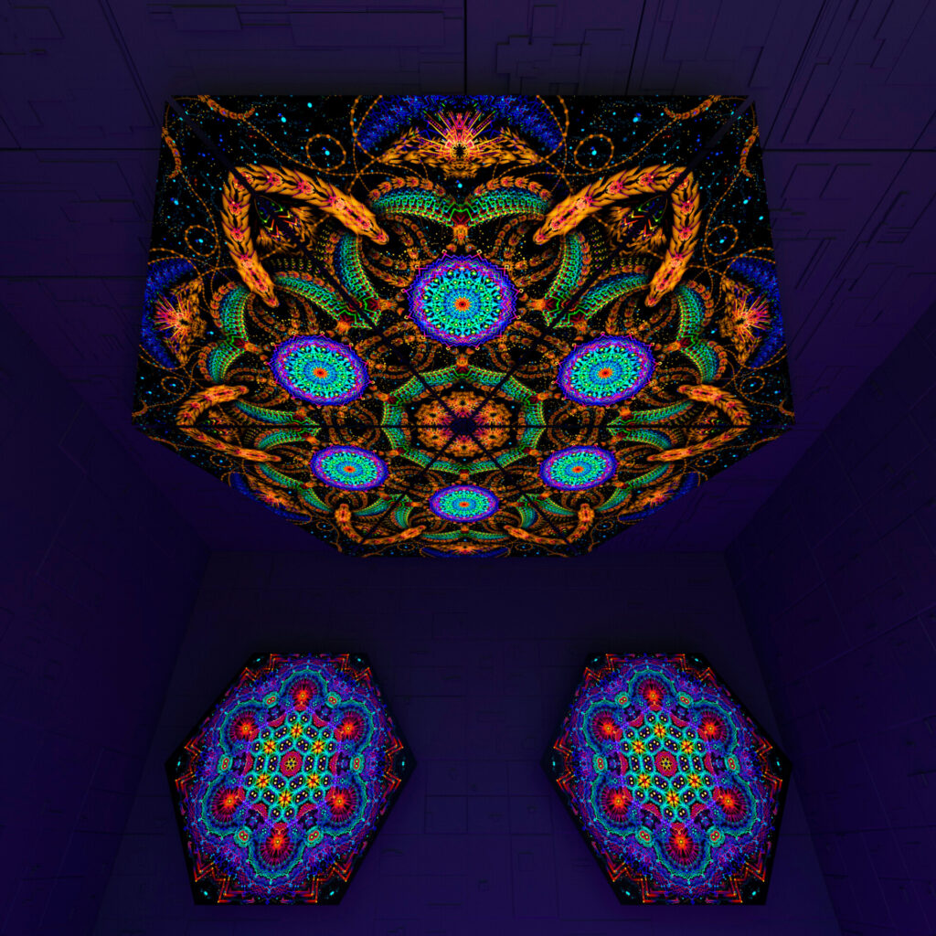 Cosmic Snakes Triangle – TR02 – Psychedelic UV-Reactive Triangles Set – Psychedelic Party Decoration