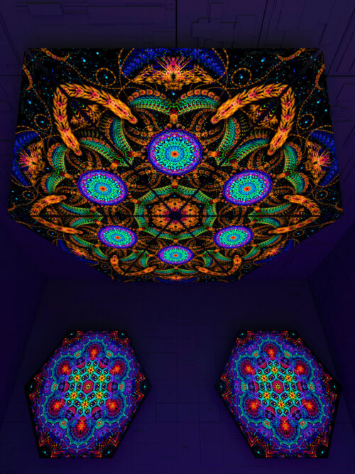 Cosmic Snakes Triangle – TR02 – Psychedelic UV-Reactive Triangles Set – Psychedelic Party Decoration - Image 5