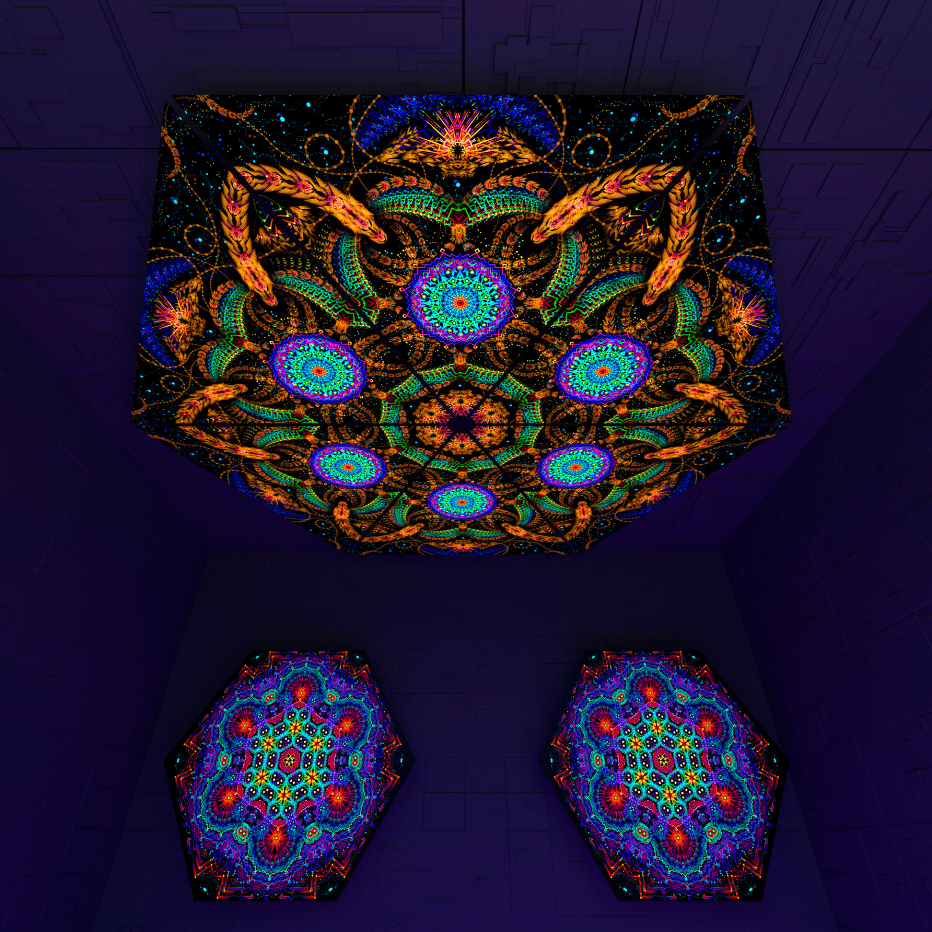 Cosmic Snakes Triangle – TR02 – Psychedelic UV-Reactive Triangles Set – Psychedelic Party Decoration - Image 5