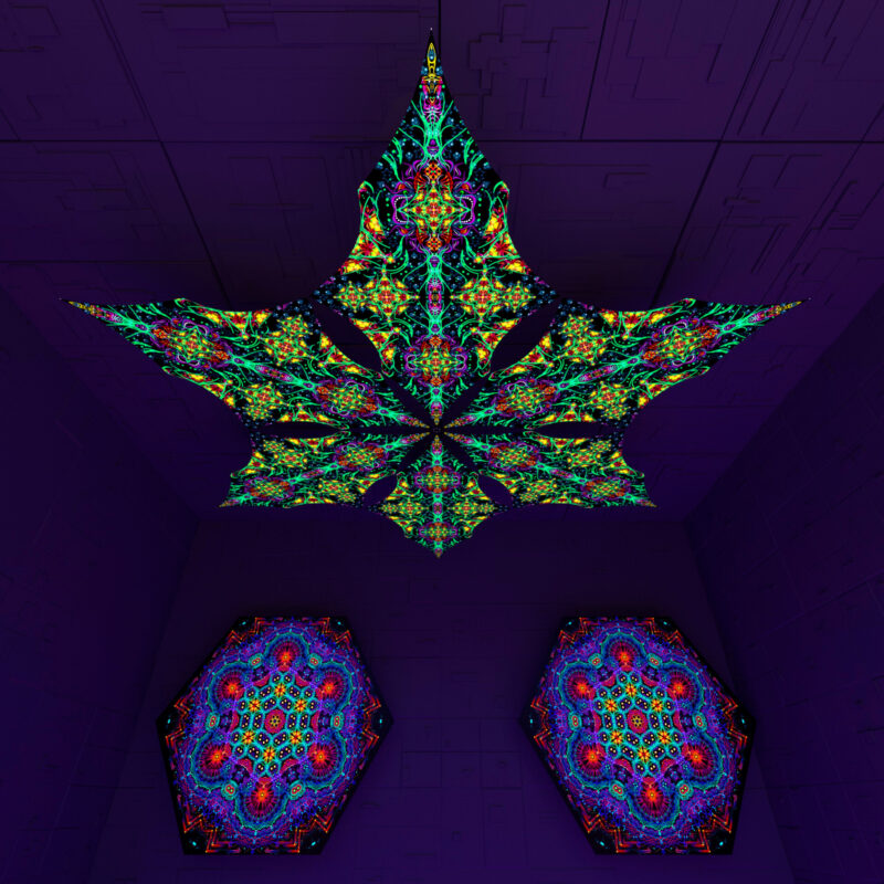 Reincarnation – Hexagram – AG-DM01 – UV-Canopy – Psychedelic Party Decoration - Image 3