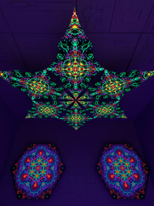 Reincarnation – Hexagram – DM02 – UV-Canopy – Psychedelic Party Decoration - Image 2
