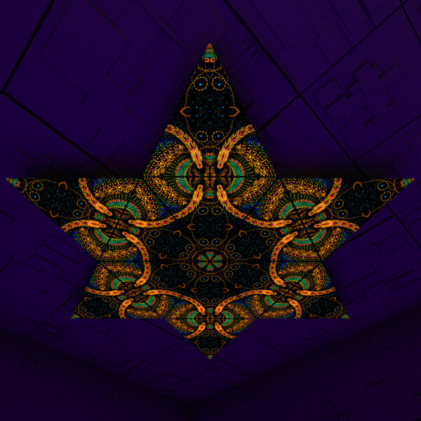 Cosmic Snakes Triangle – TR01 – Psychedelic UV-Reactive Triangles Set – Psychedelic Party Decoration