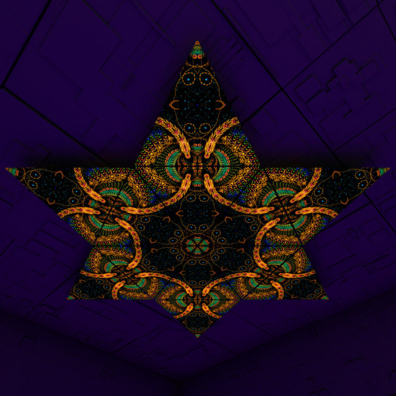 Cosmic Snakes Triangle – TR01 – Psychedelic UV-Reactive Triangles Set – Psychedelic Party Decoration - Image 3