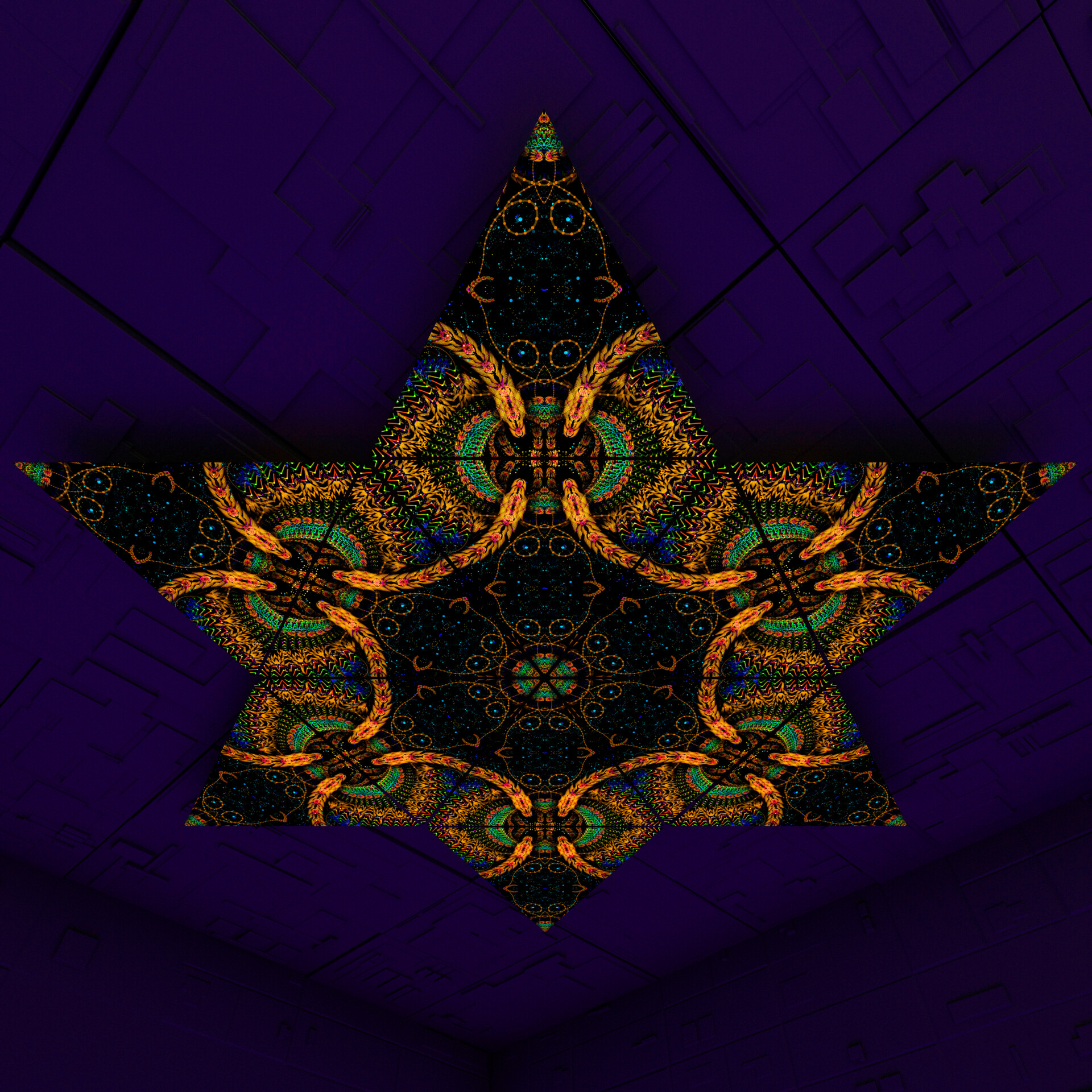 Cosmic Snakes Triangle – TR01 – Psychedelic UV-Reactive Triangles Set – Psychedelic Party Decoration - Image 3