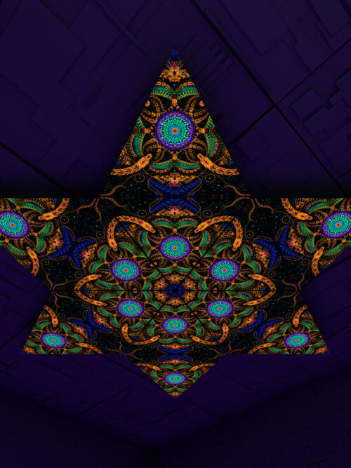 Cosmic Snakes Triangle – TR02 – Psychedelic UV-Reactive Triangles Set – Psychedelic Party Decoration - Image 6