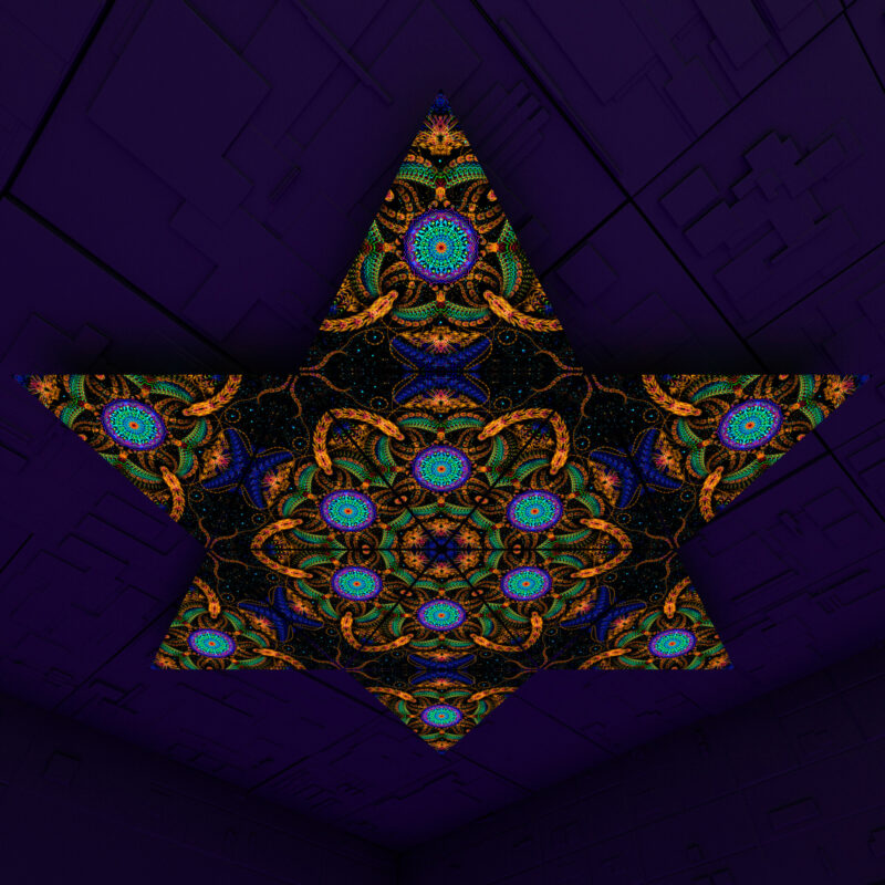 Cosmic Snakes Triangle – TR02 – Psychedelic UV-Reactive Triangles Set – Psychedelic Party Decoration - Image 6