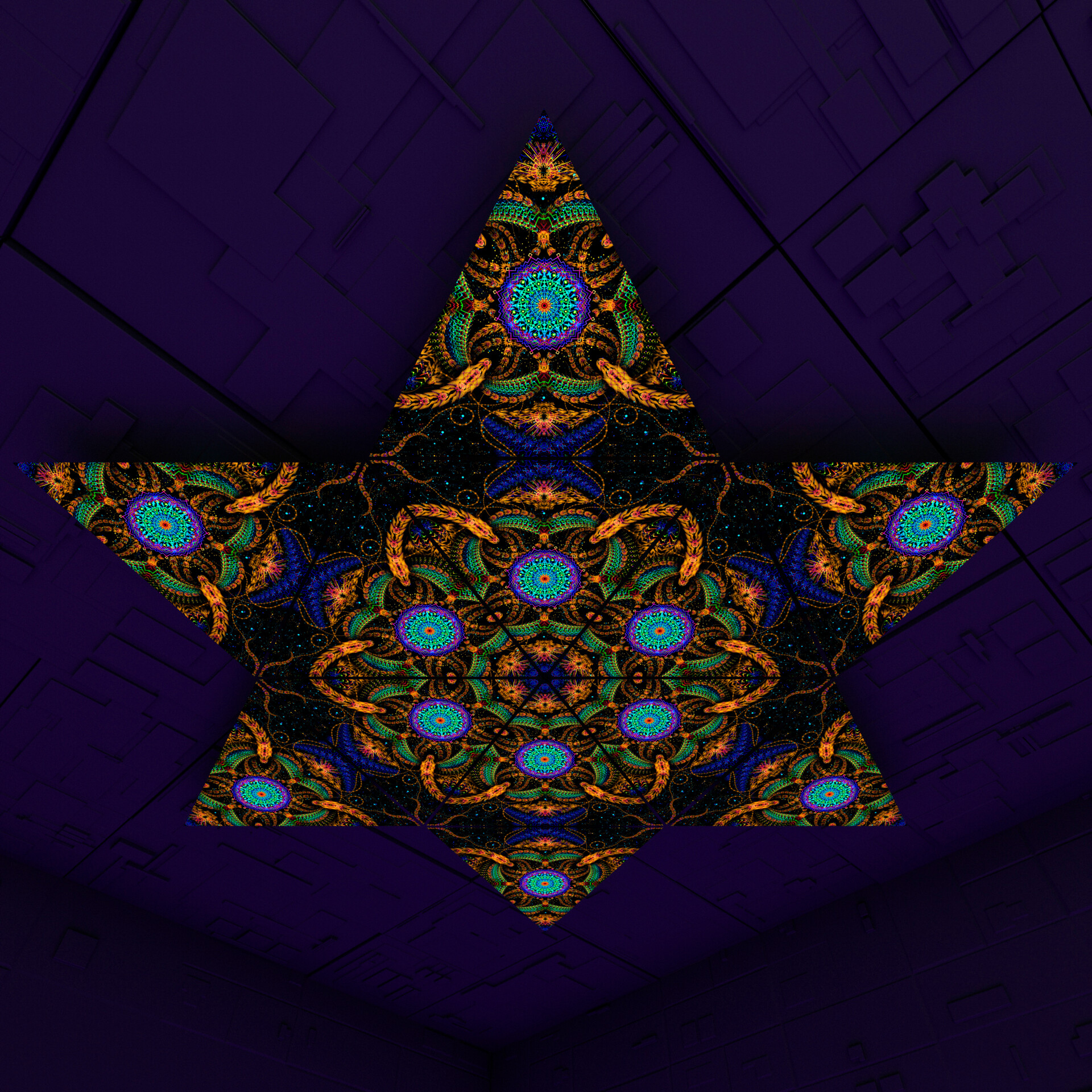 Cosmic Snakes Triangle – TR02 – Psychedelic UV-Reactive Triangles Set – Psychedelic Party Decoration - Image 6