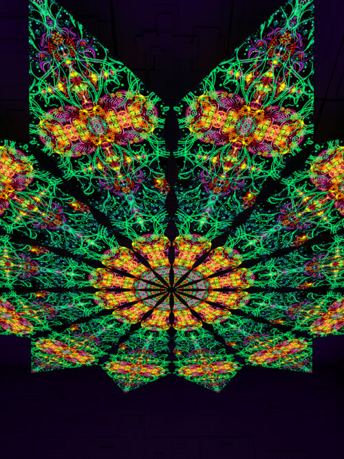 Reincarnation – Fractal1 – Psychedelic UV-Reactive Canopy – 12 petals set - Image 2