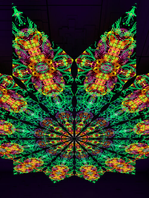 Reincarnation – Fractal2 – Psychedelic UV-Reactive Canopy – 12 petals set - Image 2